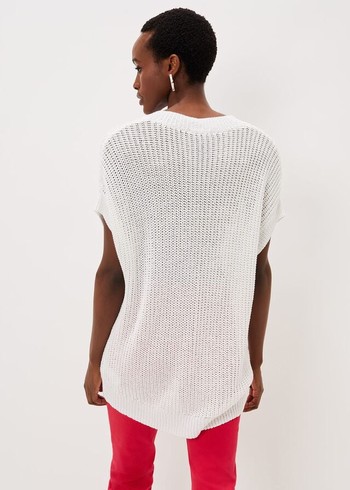 Phase Eight Lizzia V-Neck Stitch Knitwear White Canada | TXKAJG-854